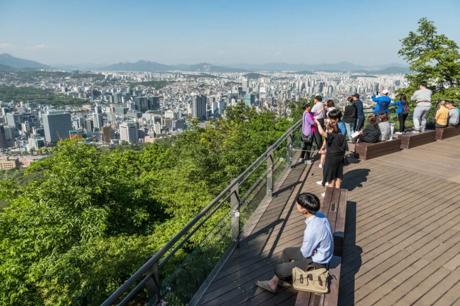terrace with view of seoul tower