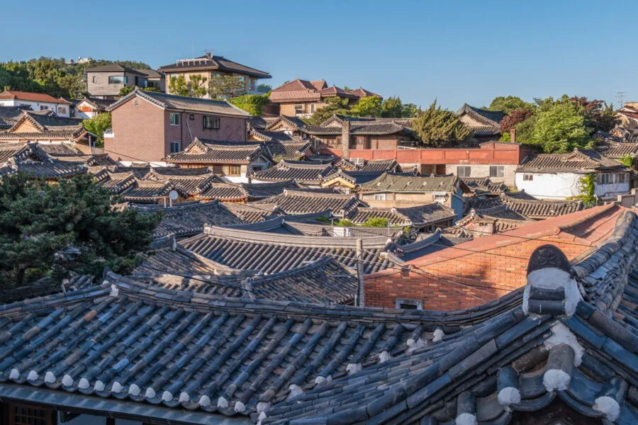 roofs bukchon hanok village seoul