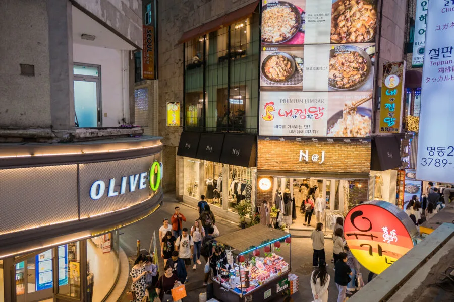 street view from chicken galbi restaurant myeongdong seoul