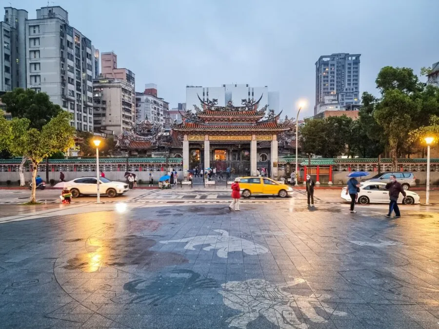 square in front of longshan temple taipei