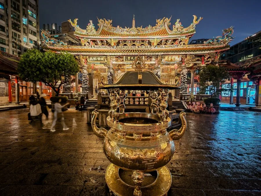incense pot and main hall longshan temple taipei