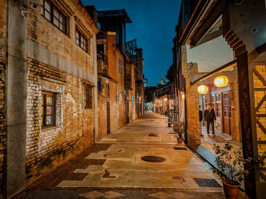 Bopiliao Historical Block alley at night in taipei