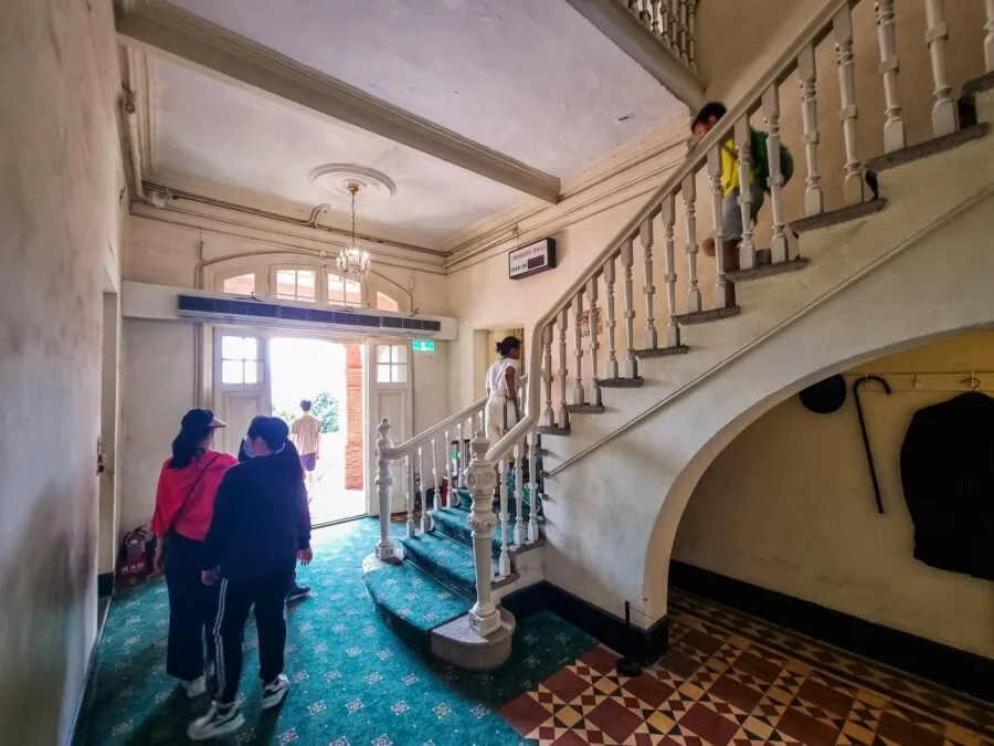 wooden staircase british ambassador house tamsui new taipei