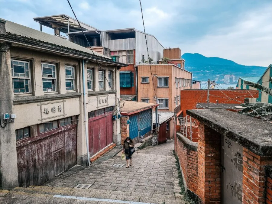 staircase leading to love lane tamsui new taipei taiwan