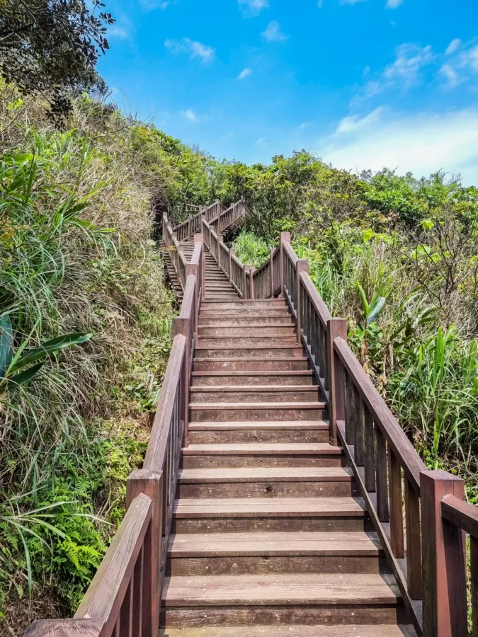 wooden staircase nanzilin trail nanya north taiwan