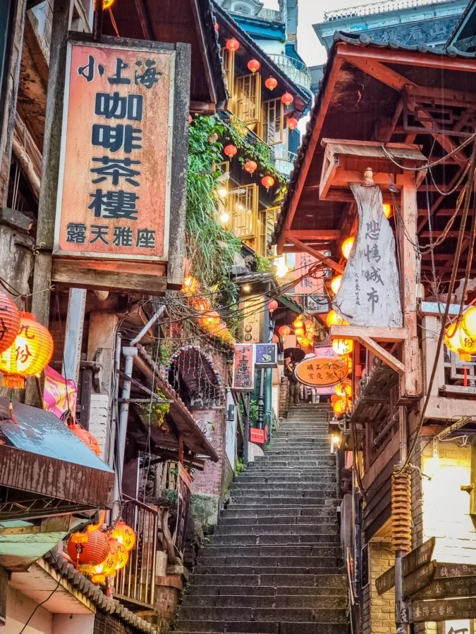 staircase and lanterns in jiufen taiwan