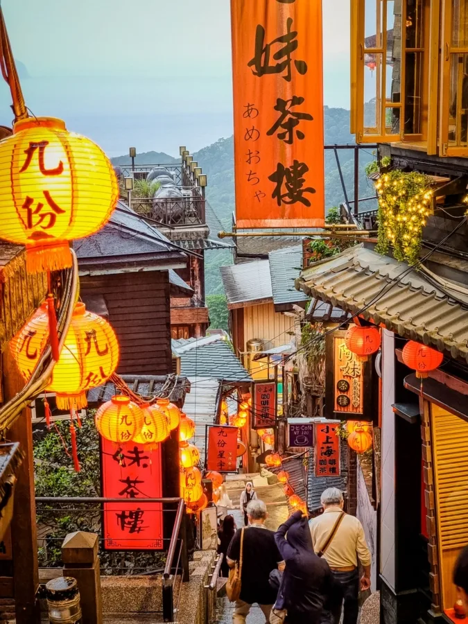 staircase near mei teahouse jiufen old street taiwan