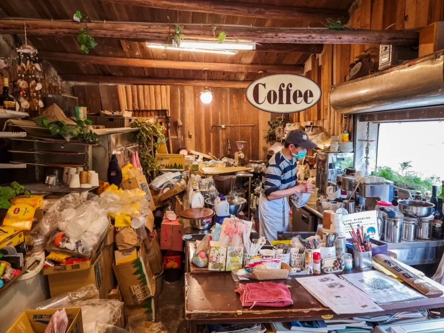 interior small local cafe bitoujiao trail north taiwan