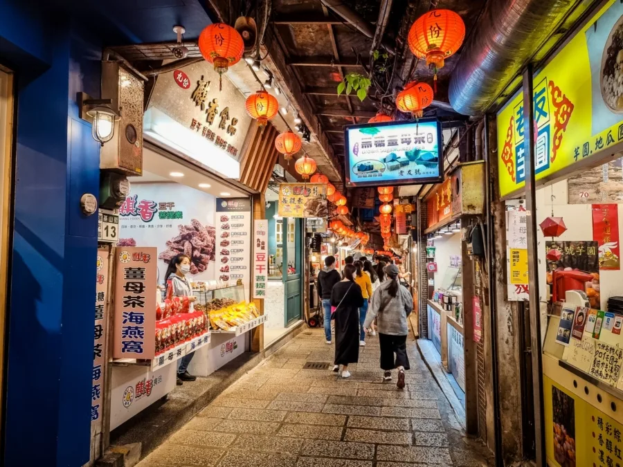 jewish old street in the evening north taiwan