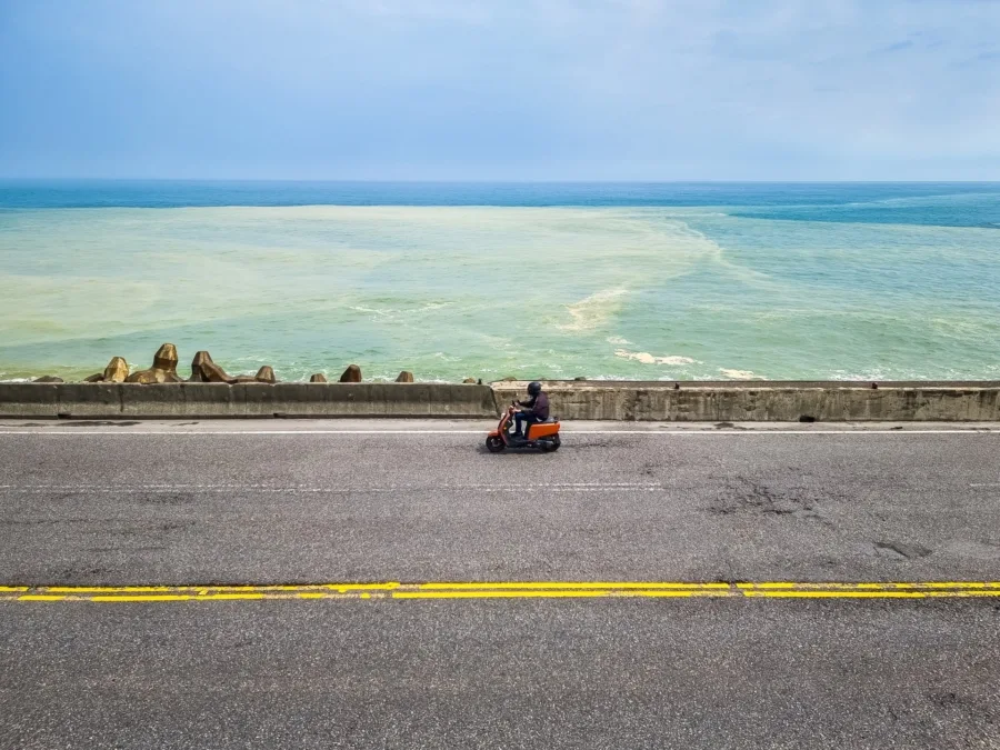 road in front of yingyang sea north taiwan