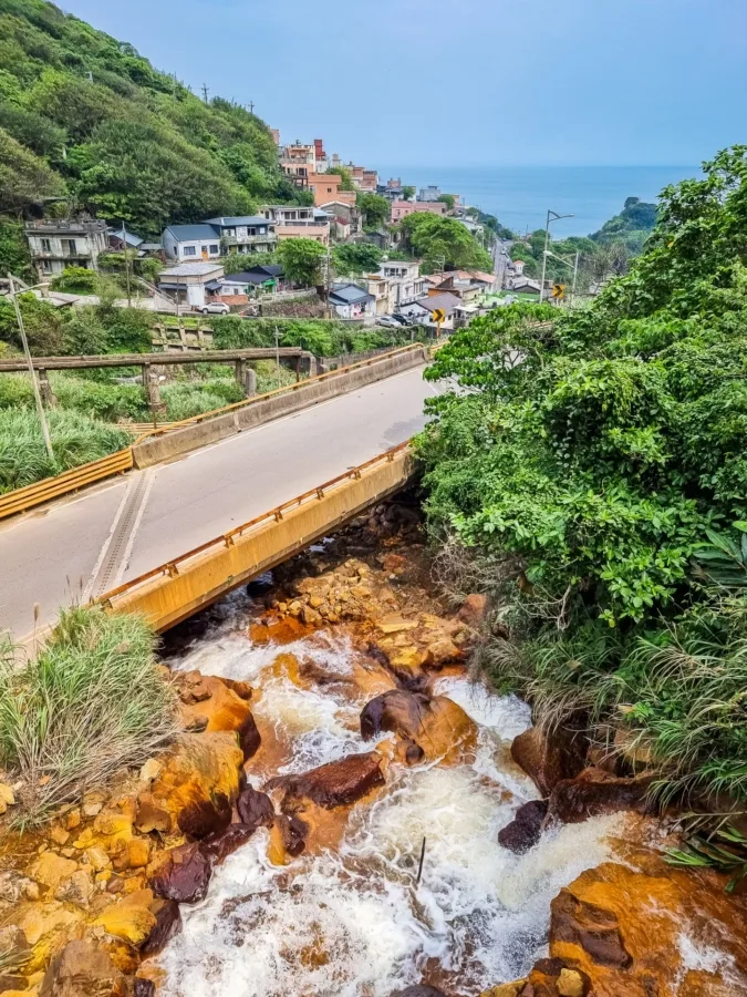 view of liandong golden waterfall north taiwan