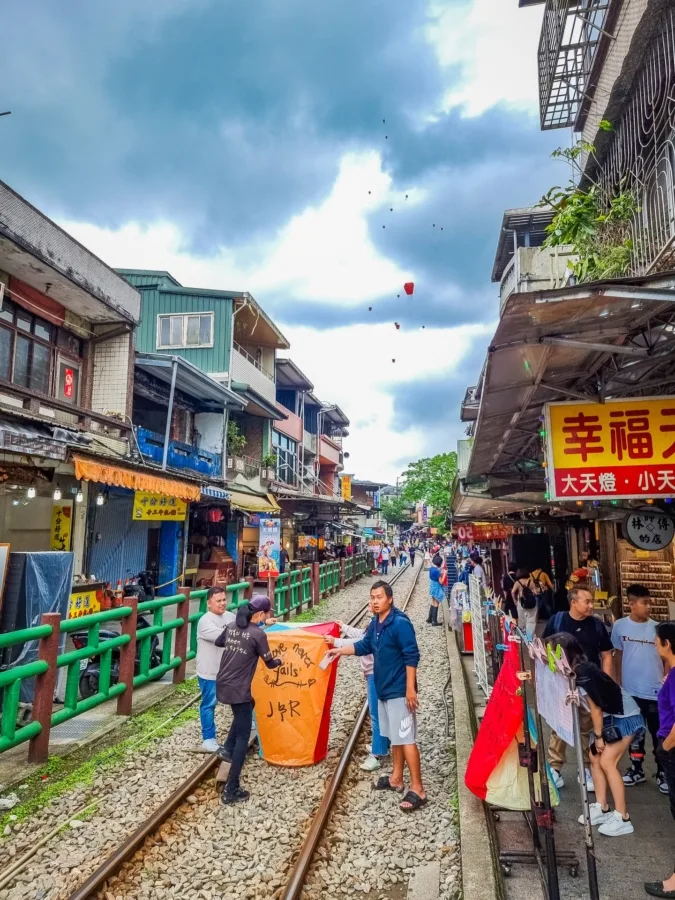 lanterns in preparation shifen old street taiwan