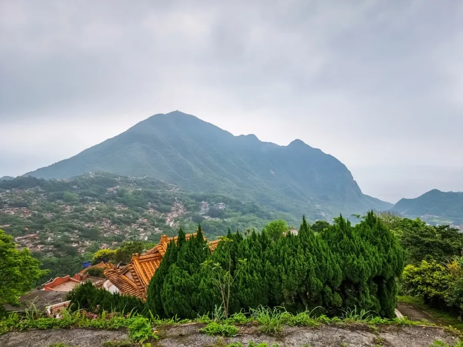 viewpoint over jiufen and yingyang sea at shumei observation deck taiwan