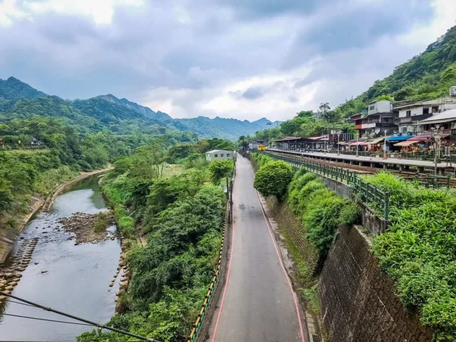 view from shifen suspension bridge taiwan
