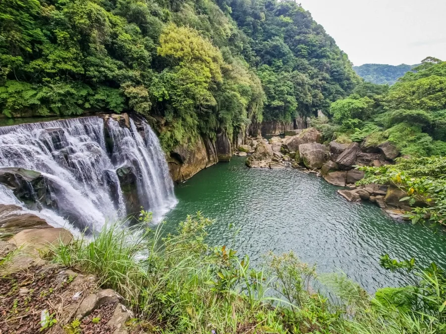 overall view from top shifen waterfall taiwan