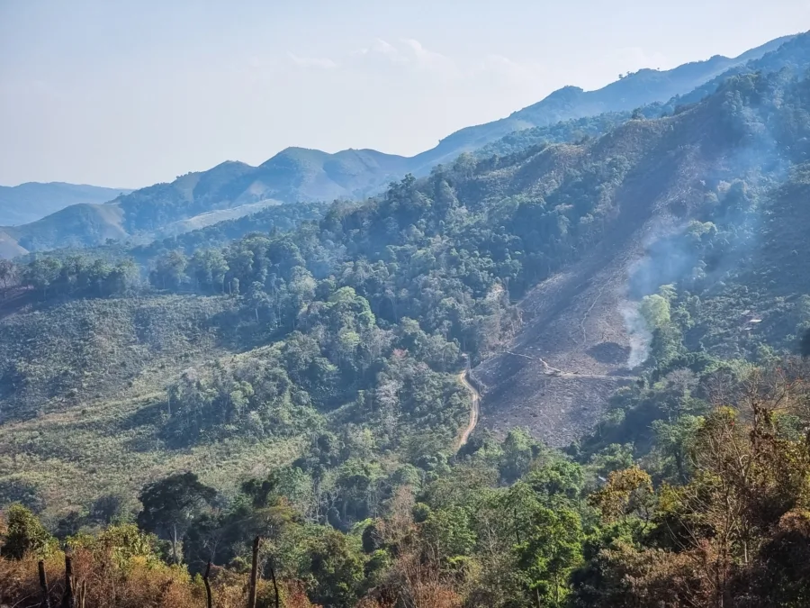 in the middle of the mountains towards the village of baan pa kam nan
