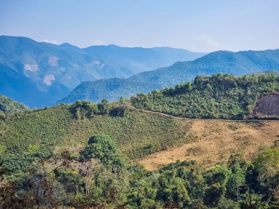 landscape long road to baan pa kam nan village
