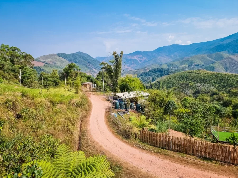 small road leading to baan midao sapan thailand