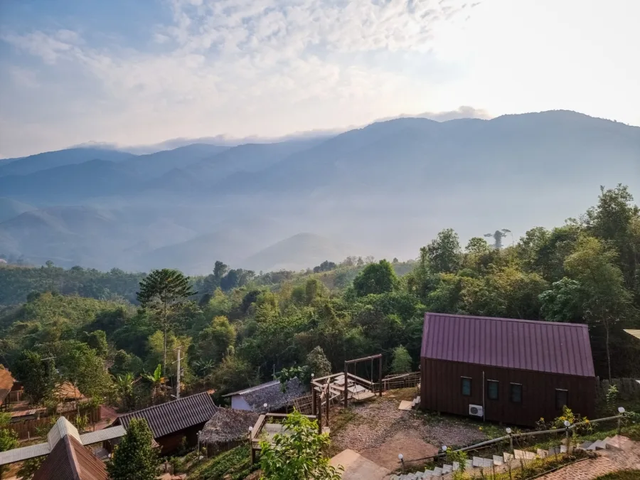 view from terrace morning baan midao sapan thailand