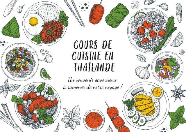 thai food top view vector illustration. food menu design template. hand drawn sketch. thai food menu. vintage style