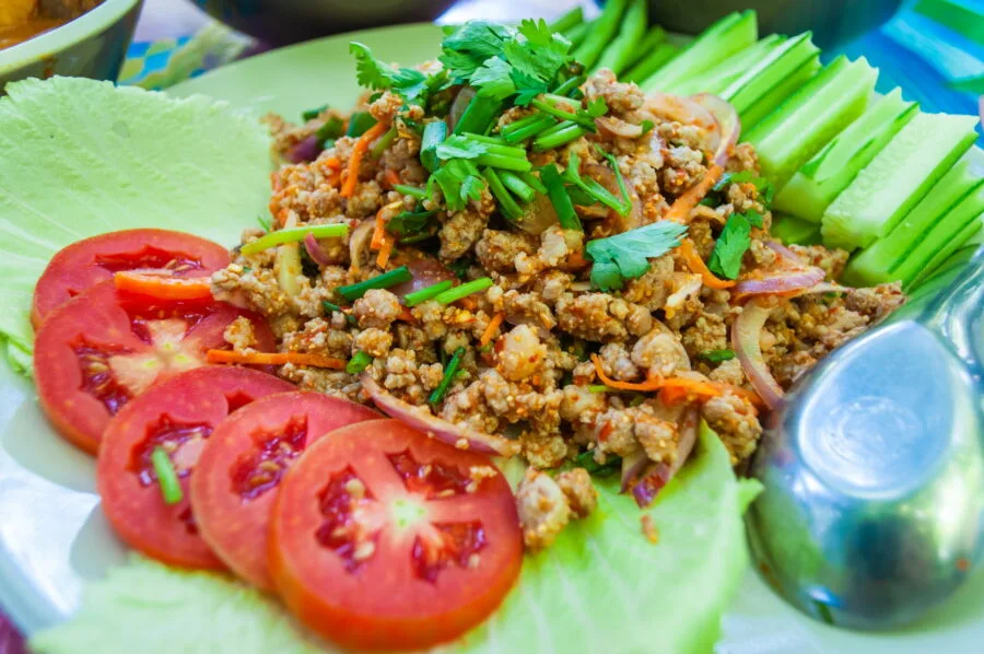 flat northeast thailand larb moo