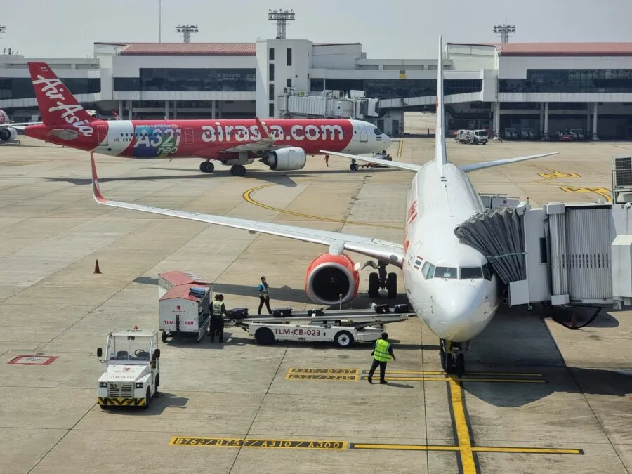 Airbus A320 on the tarmac at Don Muang Airport, Bangkok