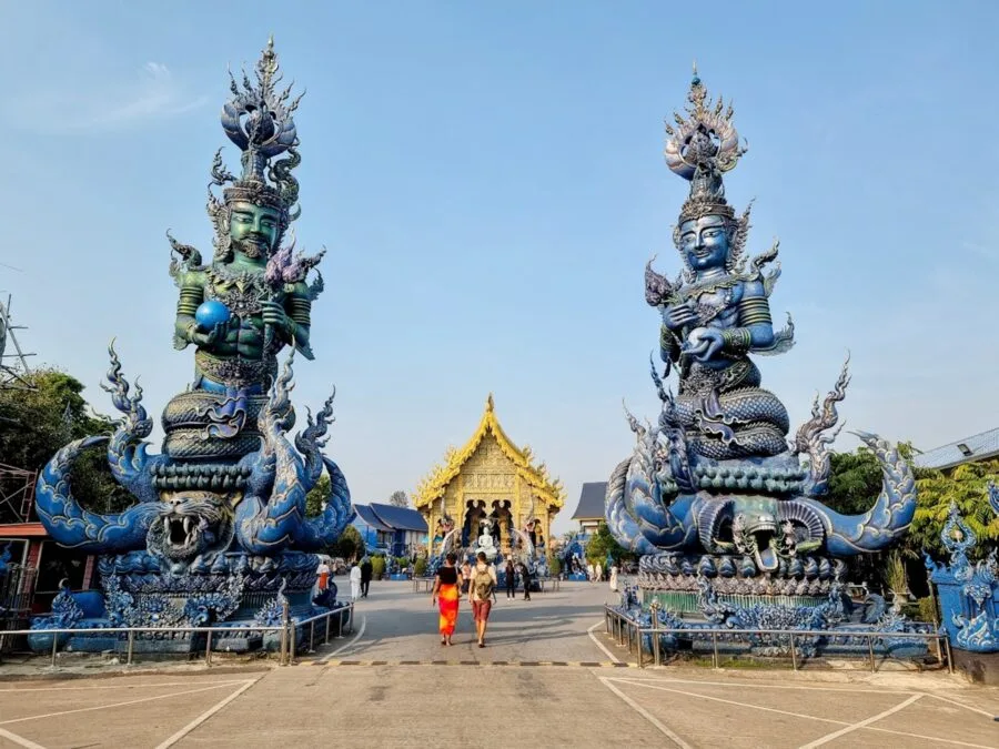 entrance wat rong suea ten blue temple chiang rai