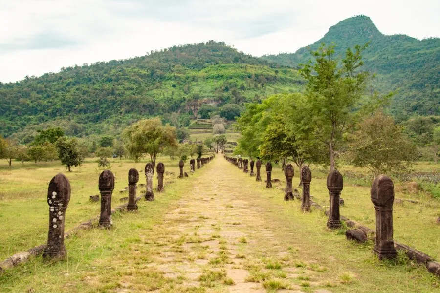 stone path leading to Vat Phou Champassak Laos