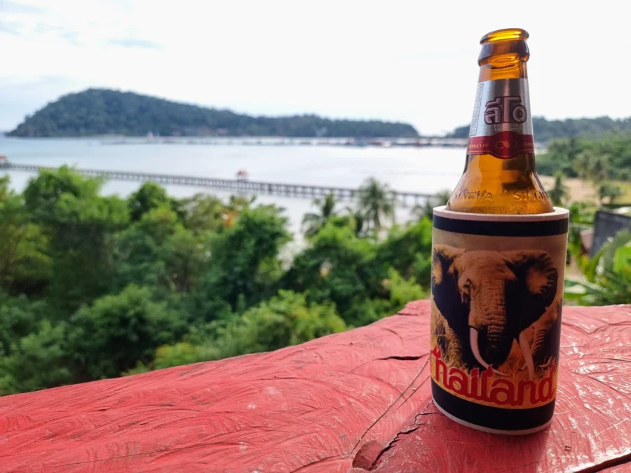Leo beer with a view of Bang Bao Ko Chang Thailand