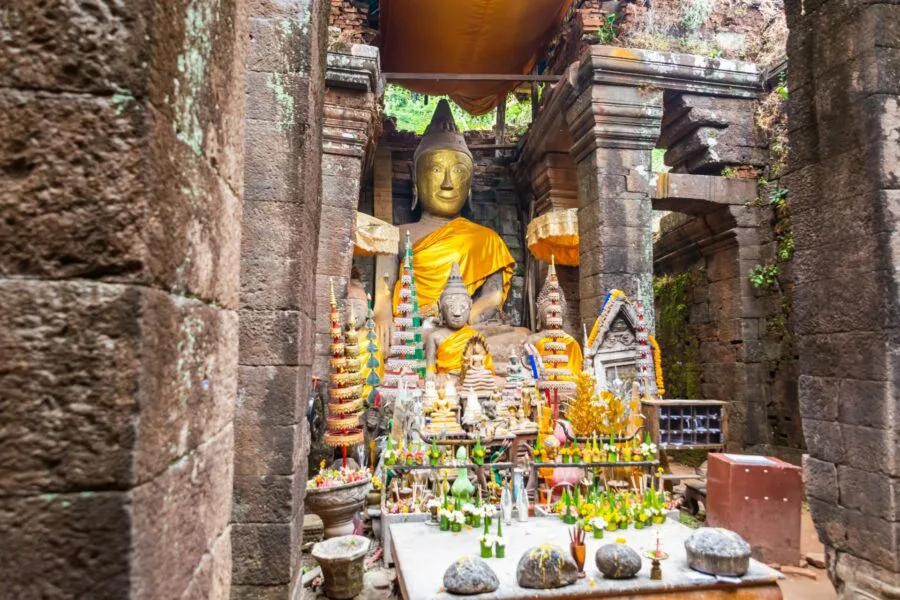 interior of the Wat Phou sanctuary in Champassak, Laos