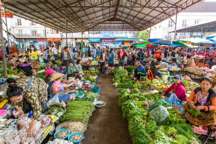 legumes au marché dao hueang de paksé