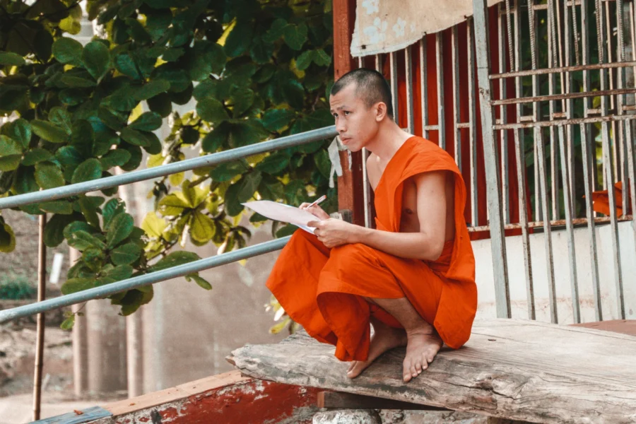 moine etudiant au wat luang paksé laos