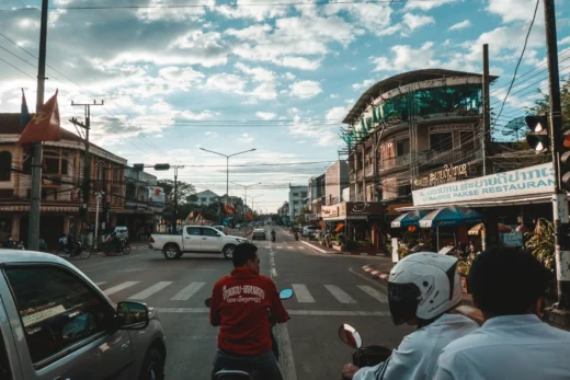 main street of pakse in laos