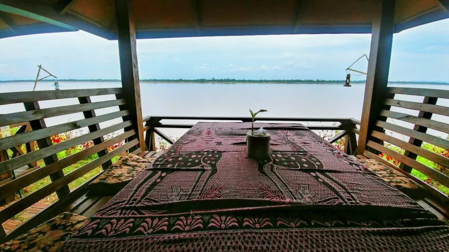 table at the restaurant of the Champassak Jenda View Resort