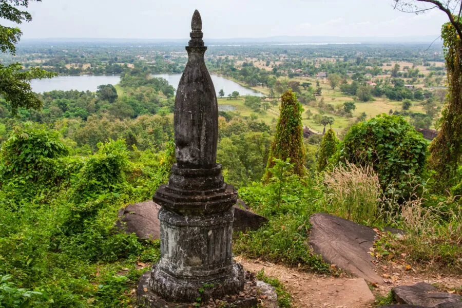 view from the rocks adjoining Vat Phou Champassak