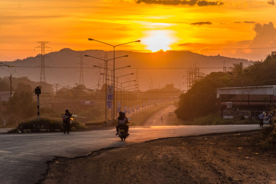 coucher de soleil retour a paksé laos