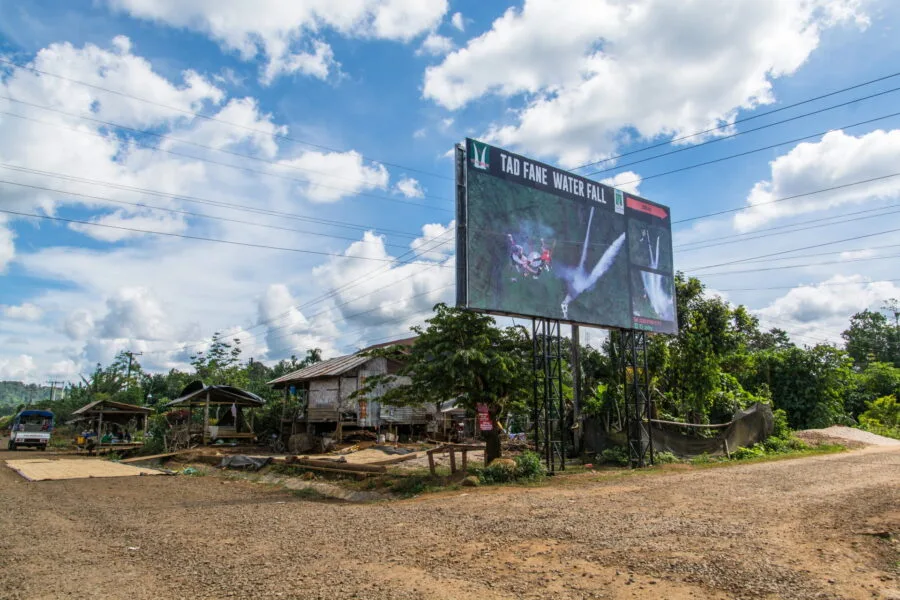 sign indicating the way to Tad Fane Laos