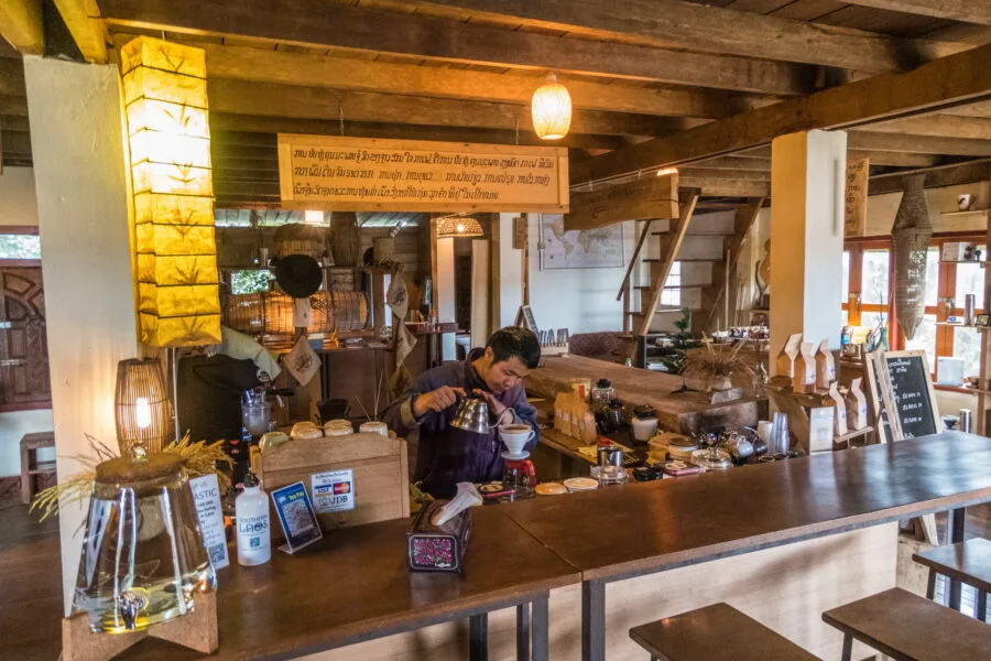 interior of jhai coffee paksong laos
