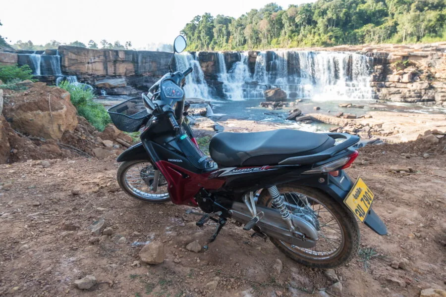 my motorbike in front of tad sepa bolovens loop laos