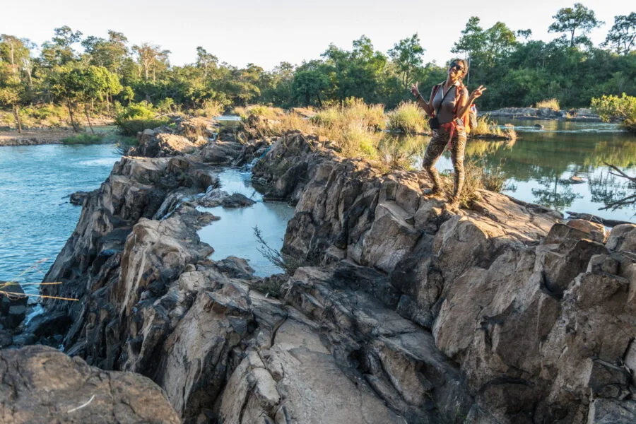 souvenir photo waterfall of tad faek bolovens laos