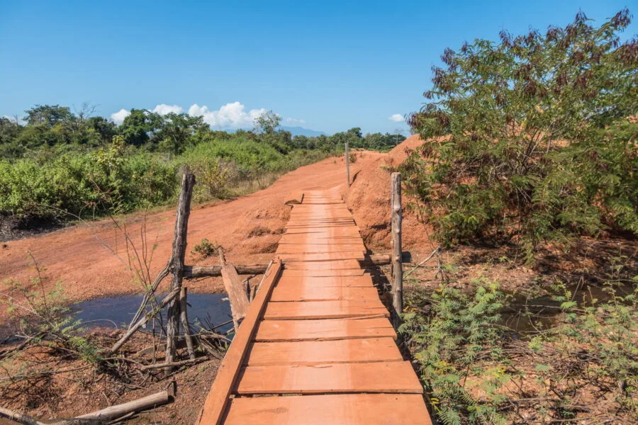 national dirt road in Champassak region of Laos