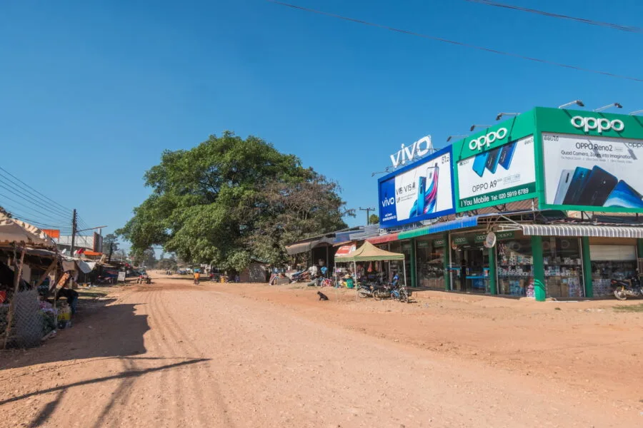 road crossing sanamxai southern laos