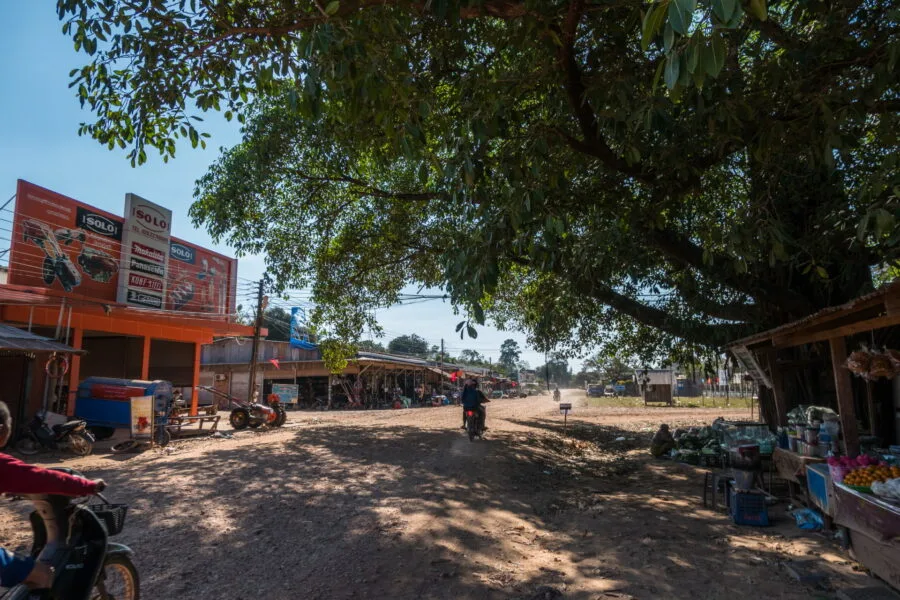 main street of sanamxai south laos