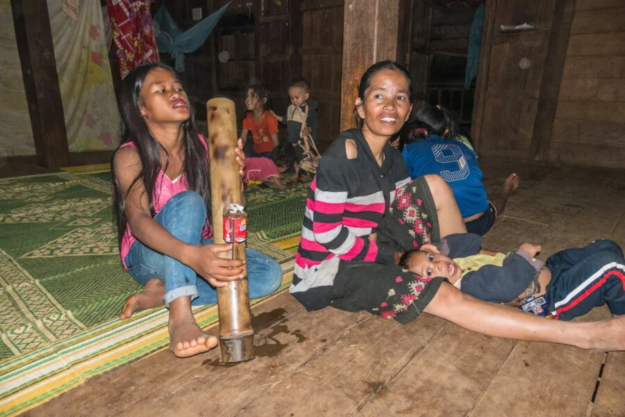 seacen smokes during meal at captain hook laos