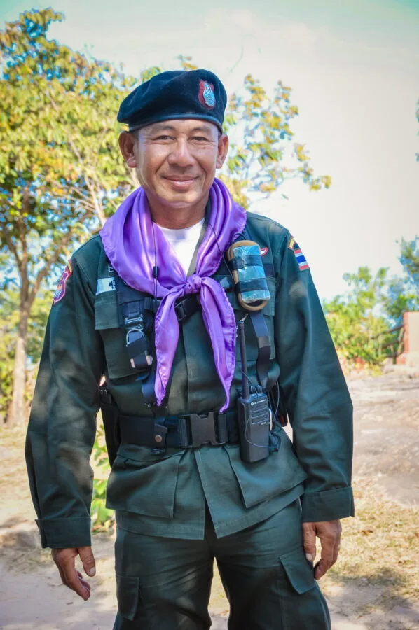 Thai soldier stationed at the border with Cambodia