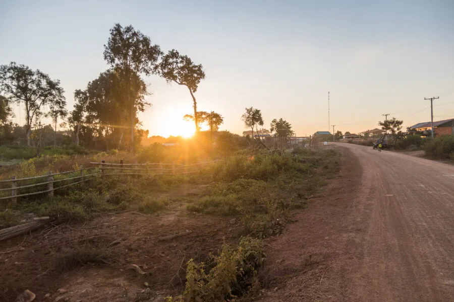 sunset on the return road to Sanamxai, Laos