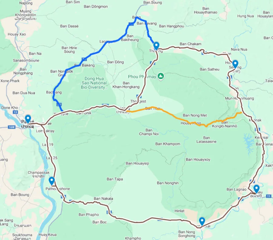 route of my Bolovens loop in 4 days