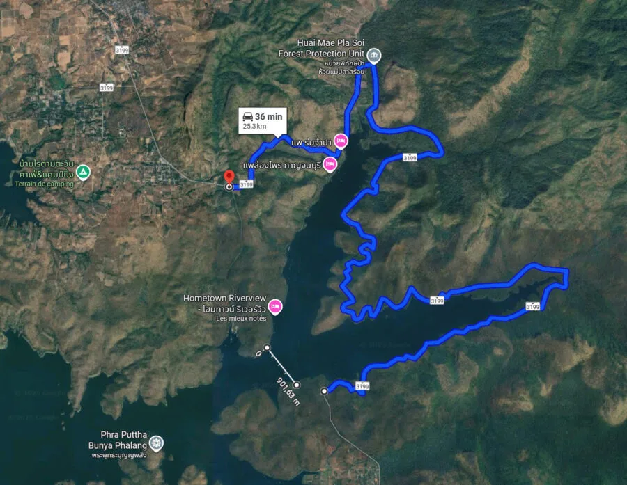 trajet ferry intermediaire lac si nakharin kanchanaburi