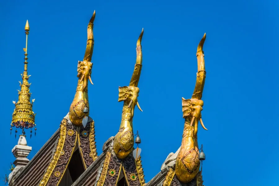 detail roof ubosot at wat chedi liam wiang kum kam chiang mai