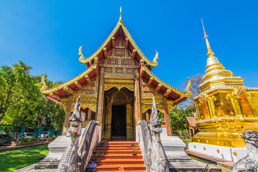 in front of the viharn lai kham of wat phra singh chiang mai